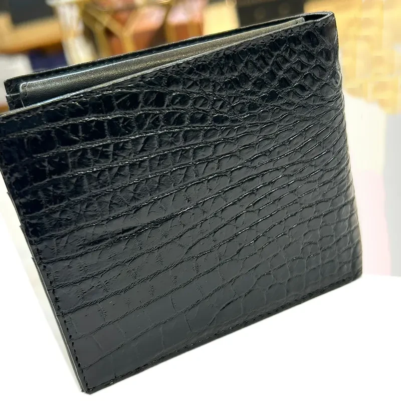 Luxury Alligator Crocodile Viet  Black Leather Bifold Men's Wallet